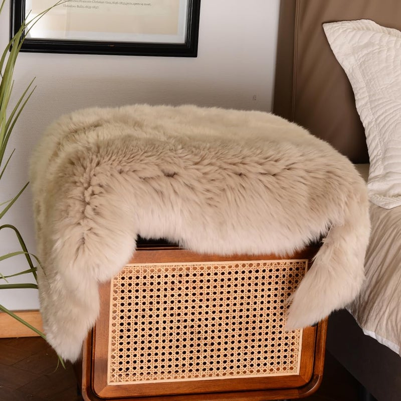 LLB Genuine Sheepskin Area Rug Wool Rug Fur Carpet Fluffy Shaggy Fur Rug for Living Room Kids Bedroom Real Sheepskin Throw Lambskin Rugs Sofa Mat Chair Seat Covers (Cream Brown, 2 x 3 ft Sheepskin) - Image 5
