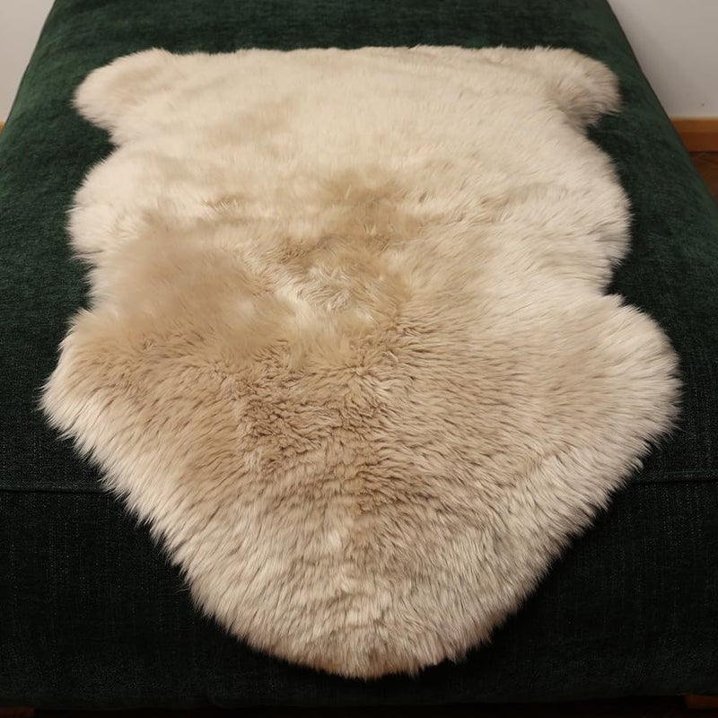 LLB Genuine Sheepskin Area Rug Wool Rug Fur Carpet Fluffy Shaggy Fur Rug for Living Room Kids Bedroom Real Sheepskin Throw Lambskin Rugs Sofa Mat Chair Seat Covers (Cream Brown, 2 x 3 ft Sheepskin) - Image 1