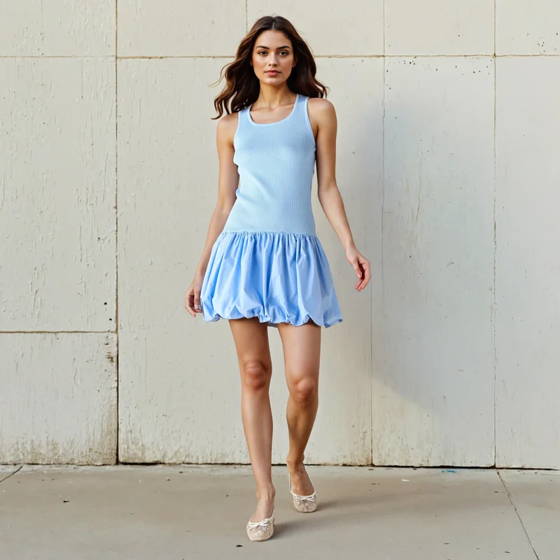 2Xtremz 2Xtremz Ribbed Sleeveless Balloon Dress