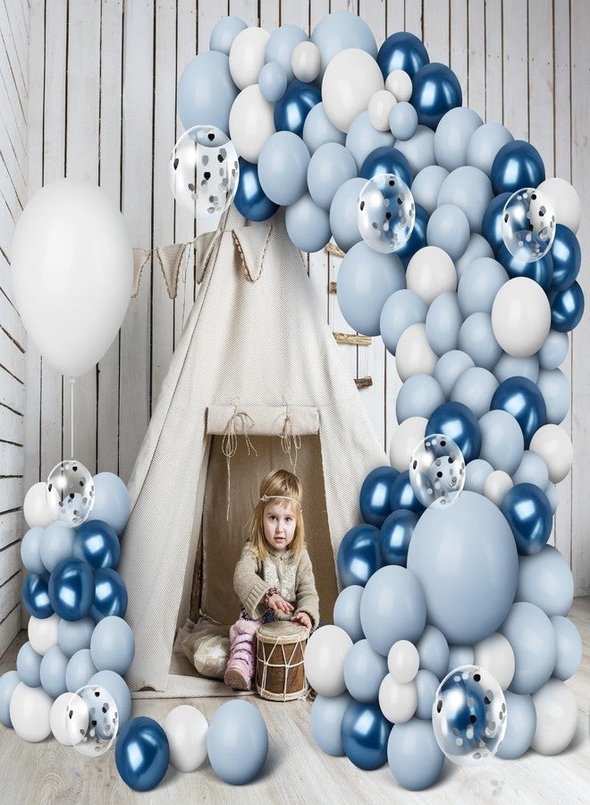 anGrace Blue Balloon Garland Arch Kit, 109 Pcs Macaron Blue Confetti & Metallic White Silver Balloons for Baby Shower Boy's Birthday Party Wedding Graduation Decoration Supplies - Image 3