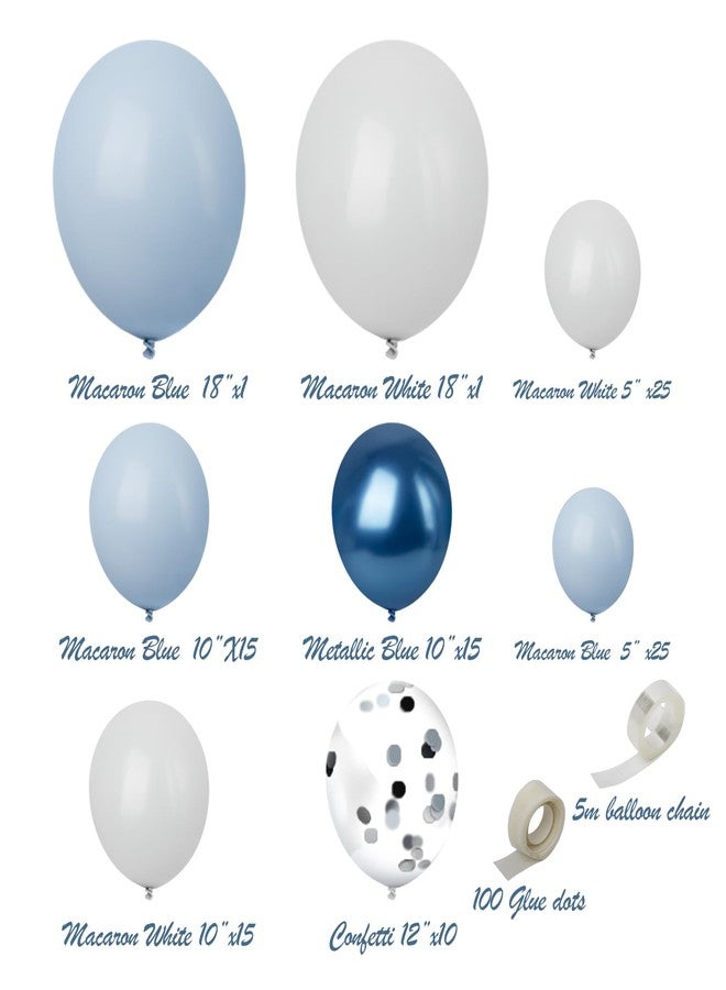 anGrace Blue Balloon Garland Arch Kit, 109 Pcs Macaron Blue Confetti & Metallic White Silver Balloons for Baby Shower Boy's Birthday Party Wedding Graduation Decoration Supplies - Image 5