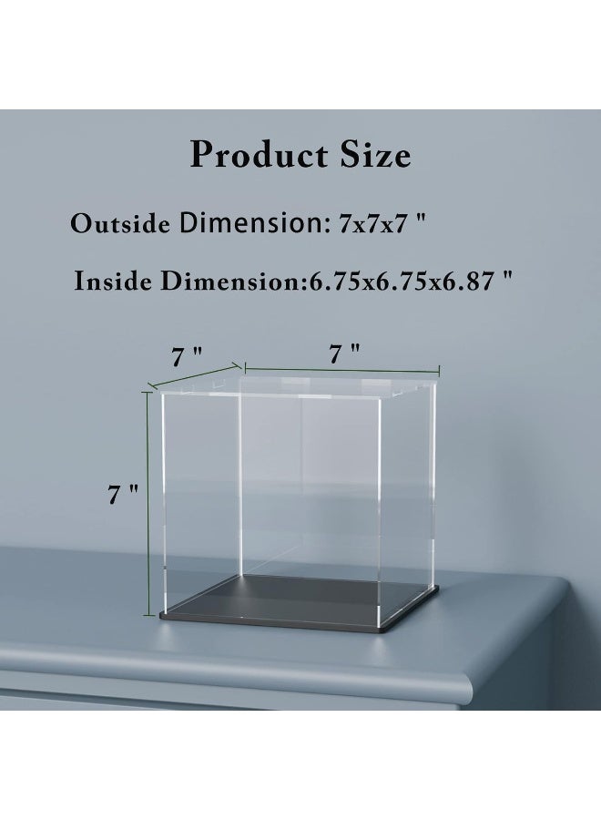 TPGP Display Case with Black Acrylic Base Display Stand for Collectibles, Acrylic Box for Display with Lid, Cute Acrylic Display Case for Action Figures [7x7x7 inch] - Image 5