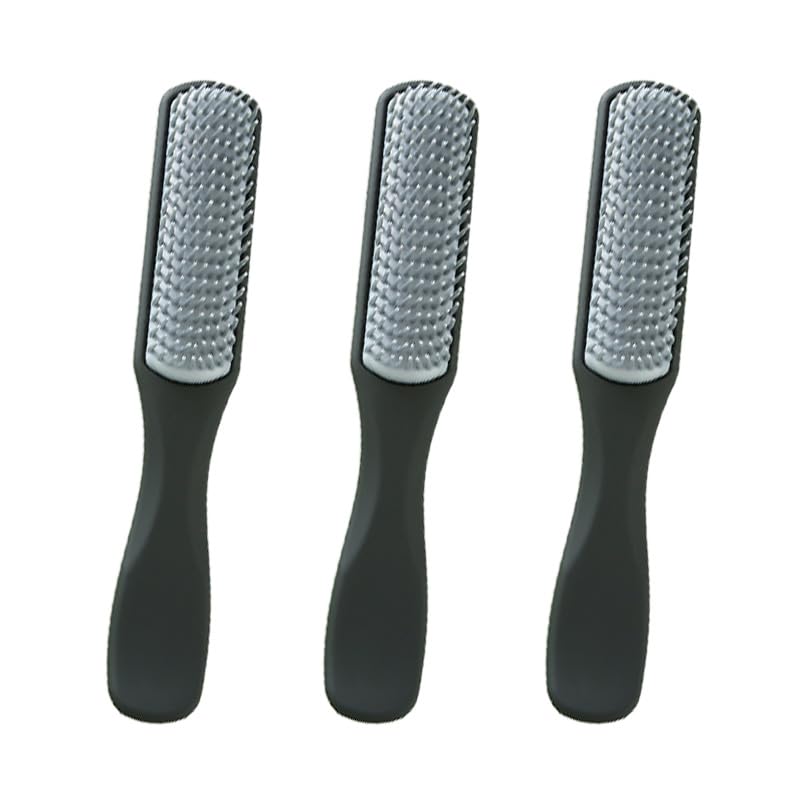 UMAI Flat Hair Brush with Strong Flexible Bristles Curl Defining Brush for Thick Curly Wavy Hair Small Size Hair Styling Brush for Women Men Black Pack of 3 - Image 1