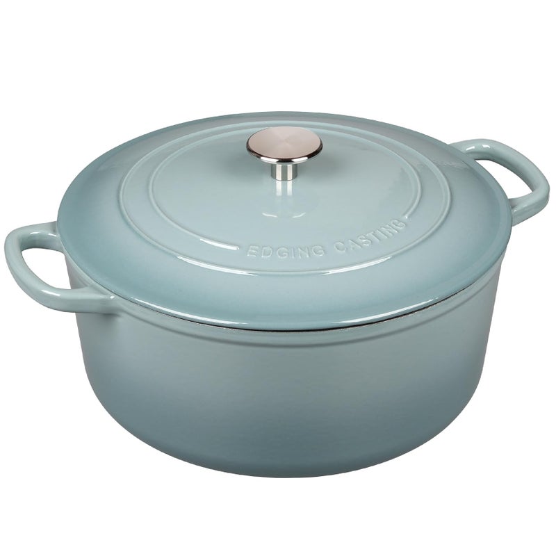 EDGING CASTING Enameled Dutch Ovens Cast Iron Dutch Oven Pot with Lid for Bread Baking, Cook, Dual Handle, 5.5 Quart, Seasalt - Image 4