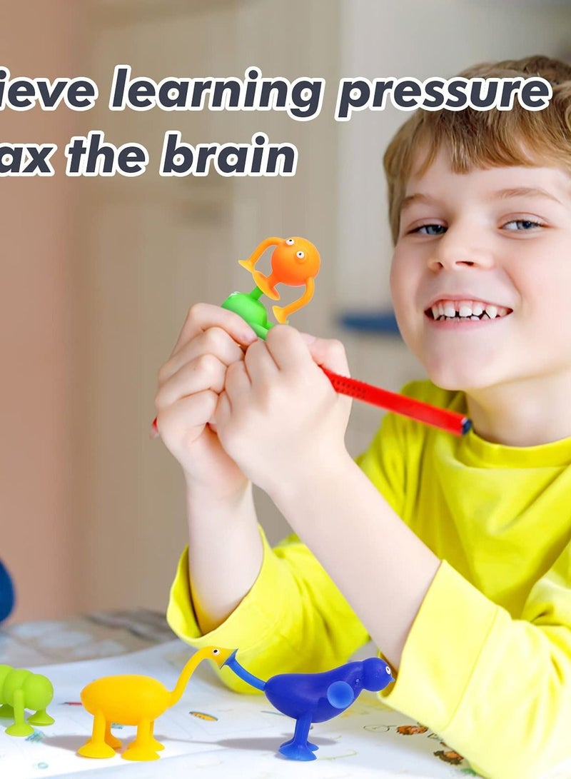 SYOSI Suction Toys, 36 Pcs Kids Bath Toys Sensory Toys for 3 4 5 6 7 Year Old Boys Girls Stress Release Toys Travel Toys Suction Cup Toys Silicone Building Blocks with Dinosaur Eggshell Storage - Image 3