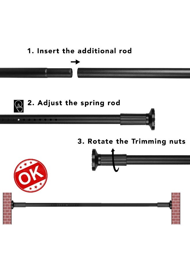Umimile Tension Curtain Rod 51145 InchesSpring Shower Tension Curtain Rod Closet Rod for Windows or Shower Easy to Install No Drilling No Rust for Bathroom Rod Diameter 126 Inches BlackUmimile - Image 4