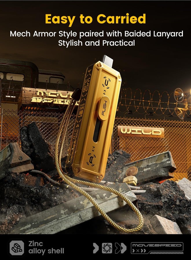 MOVESPEED MOVE SPEED 128GB Flash Drive 1000MB/s Read Write Speed,USB 3.2 Gen2+USB C External SSD with Dual Ports, Portable SSD 3-Stage Push-Pull Design, Thumb Drive for iPhone 15/16 Series/Mac/Android Phone etc - Image 5