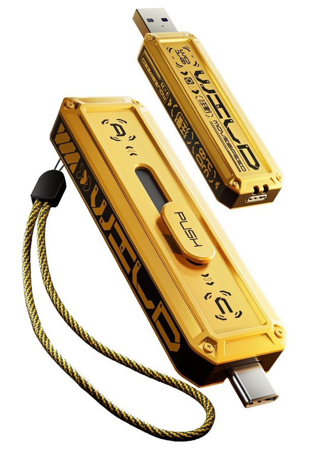 MOVESPEED MOVE SPEED 128GB Flash Drive 1000MB/s Read Write Speed,USB 3.2 Gen2+USB C External SSD with Dual Ports, Portable SSD 3-Stage Push-Pull Design, Thumb Drive for iPhone 15/16 Series/Mac/Android Phone etc - Image 1