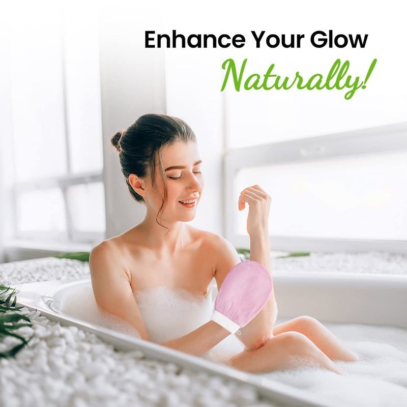 Finalize Exfoliating Gloves for Body Cleansing and Scrubbing, Bath Gloves Tan Removal-made of Natural Fibre, Gentle on the Skin, Sustainable, With 100% Natural Stone Jade Roller & Gau Sha Stone-Multi - Image 2