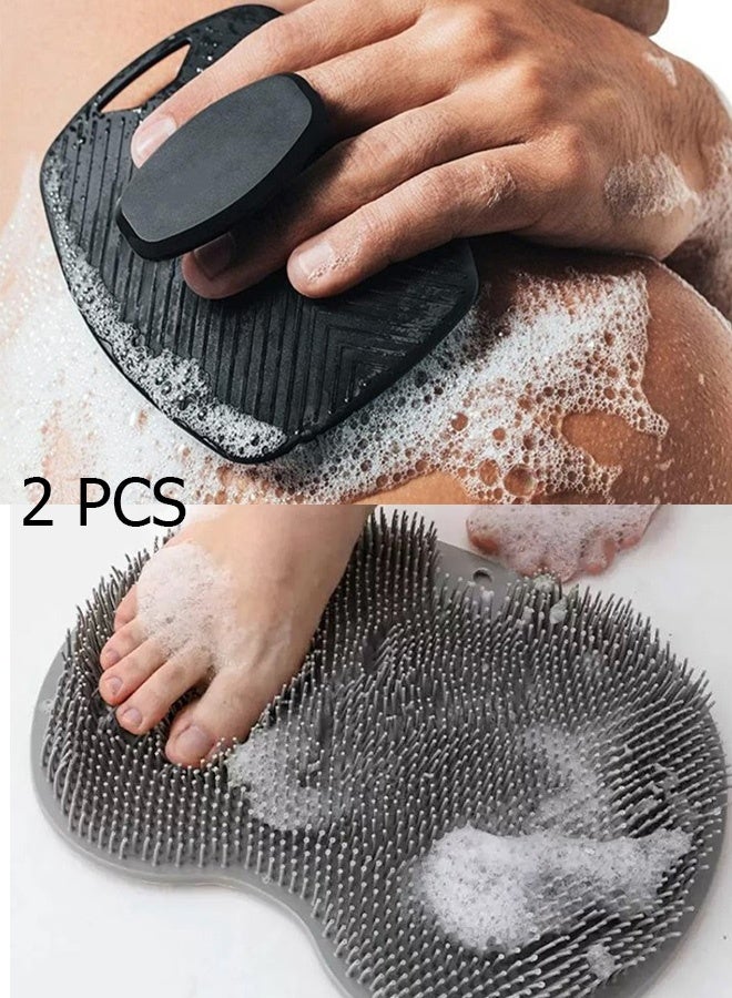 Strong Suction Cup Foot Scrubber & Handheld Bath Brush Set | Hands-Free Foot Cleaning Without Bending | Shower Brush Combo for Back and Feet - Image 1