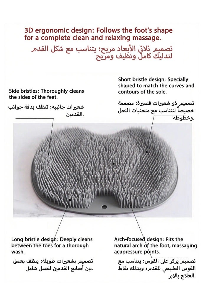 Strong Suction Cup Foot Scrubber & Handheld Bath Brush Set | Hands-Free Foot Cleaning Without Bending | Shower Brush Combo for Back and Feet - Image 3