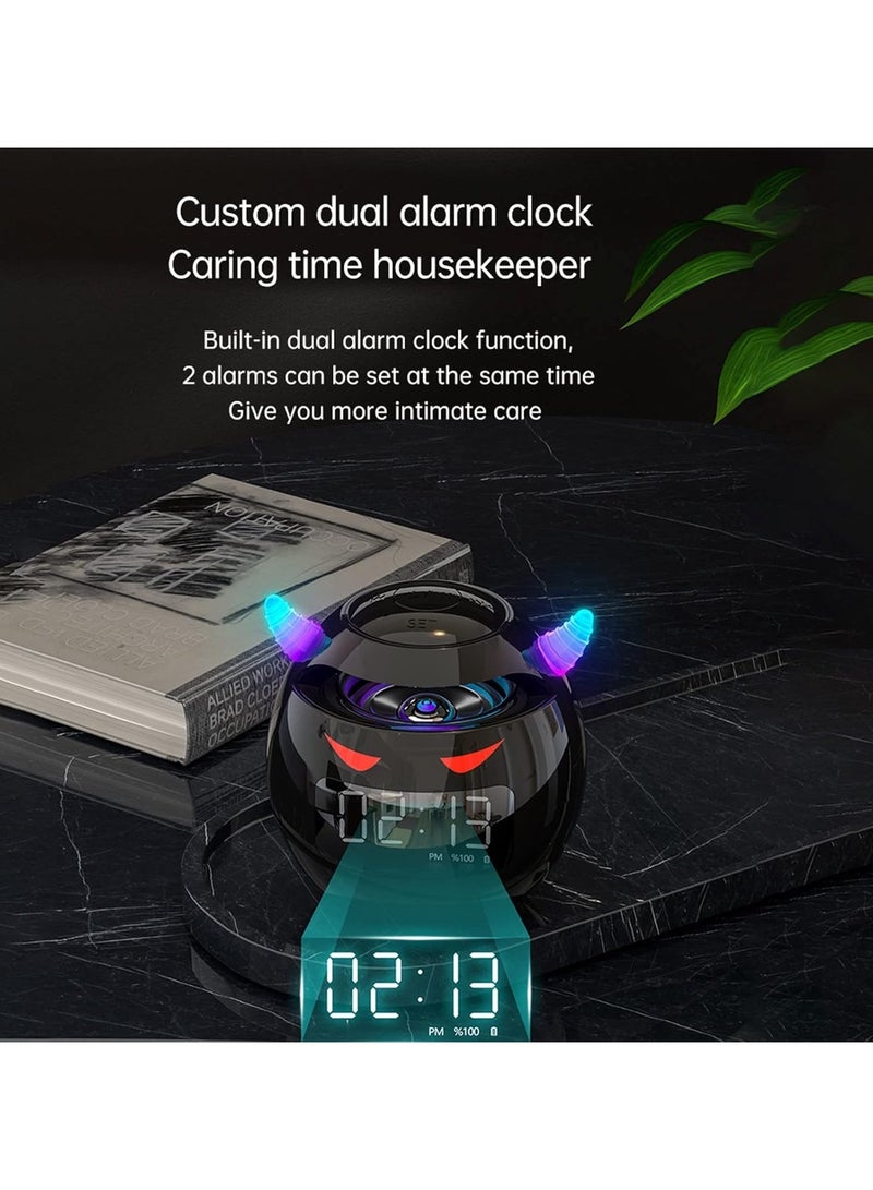 سماعة بلوتوث لاسلكية مع ضوء فلاش LED، محمولة، مناسبة للاستخدام الخارجي، بجانب السرير، وغرفة الأطفال، ساعة منبه، مزودة بمضخم صوت، مشغل موسيقى بطاقة TF، ميكروفون، والمكالمات اليدوية. - Image 5