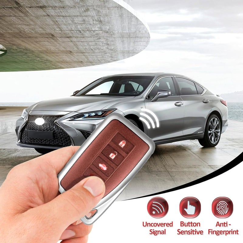 وركاس غطاء مفتاح لكزس، غطاء مفتاح من TPU الناعم المتوافق مع لكزس RX ES GS LS NX RS GX LX RC LC للتحكم الذكي عن بعد بالدخال بدون مفتاح (أحمر - غير لامع) - Image 5