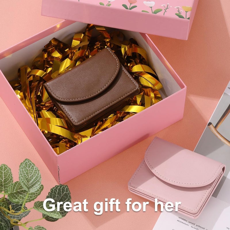 كاست ويف حافظة بطاقات عمل من جلد البولي يوريثان، محفظة حاملة لبطاقات العمل مع جيب مغناطيسي مغلق للنساء، حامل بطاقة ائتمان، بني - Image 4