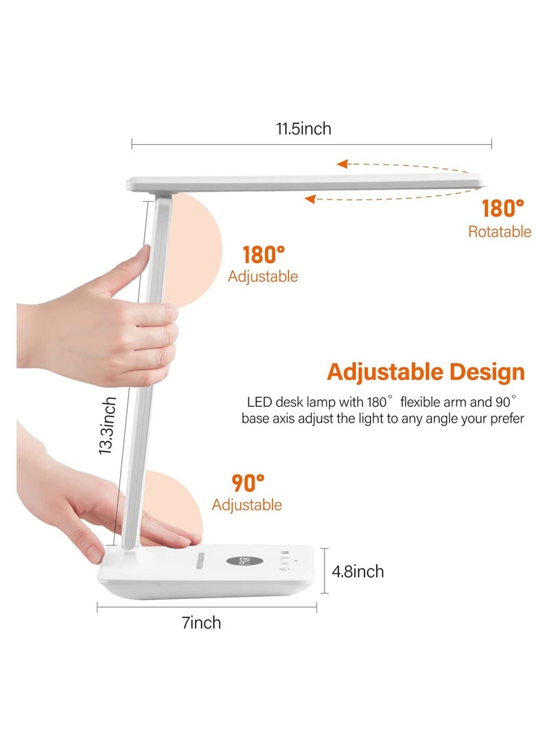 Alruht Desk Lamp, LED Desk Lamp with Wireless Charger, USB Charging Port, Table Lamp with Clock, Alarm, Date, Temperature, Office Lamp, Desk Lamps for Home Office  - Image 2