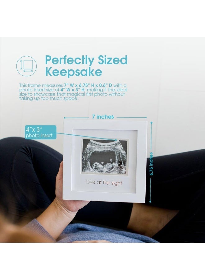 Pearhead Love at First Sight Sonogram Picture Frame, Gender Neutral Ultrasound Keepsake, Ideal Pregnancy Gift, Baby Shower and Nursery Decor, 4”x3” Photo Insert, White - Image 2