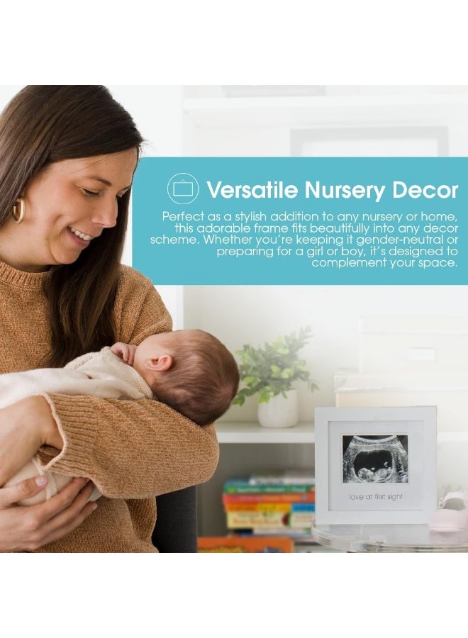 Pearhead Love at First Sight Sonogram Picture Frame, Gender Neutral Ultrasound Keepsake, Ideal Pregnancy Gift, Baby Shower and Nursery Decor, 4”x3” Photo Insert, White - Image 4