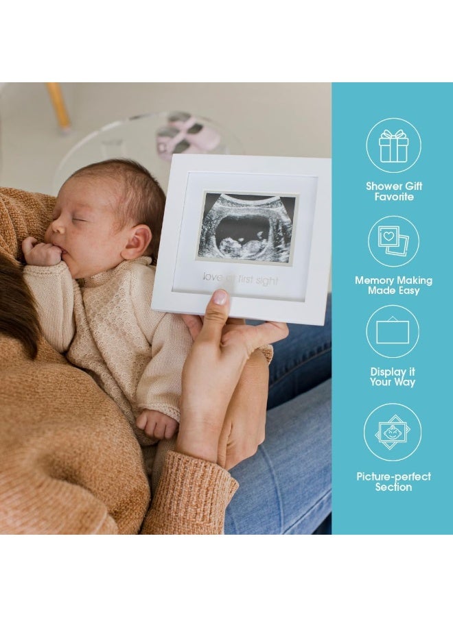 Pearhead Love at First Sight Sonogram Picture Frame, Gender Neutral Ultrasound Keepsake, Ideal Pregnancy Gift, Baby Shower and Nursery Decor, 4”x3” Photo Insert, White - Image 5