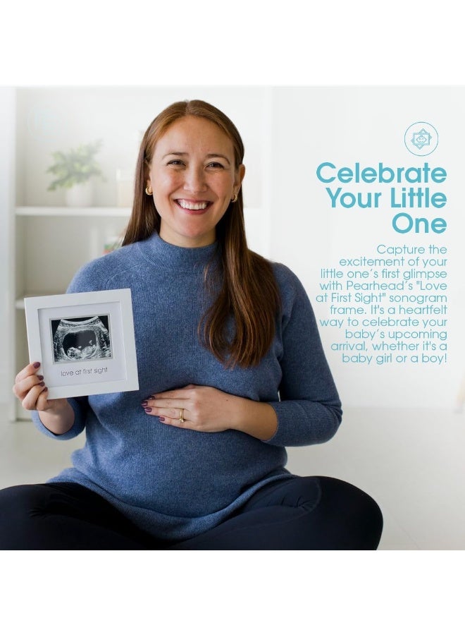 Pearhead Love at First Sight Sonogram Picture Frame, Gender Neutral Ultrasound Keepsake, Ideal Pregnancy Gift, Baby Shower and Nursery Decor, 4”x3” Photo Insert, White - Image 3