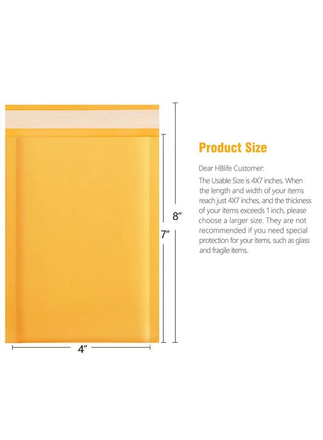 hblife 125Pcs Bubble Mailers 4X8 Inches Self Seal Kraft Poly Mailers Padded Envelopes Shipping Bags Packaging For Small Business - Image 3