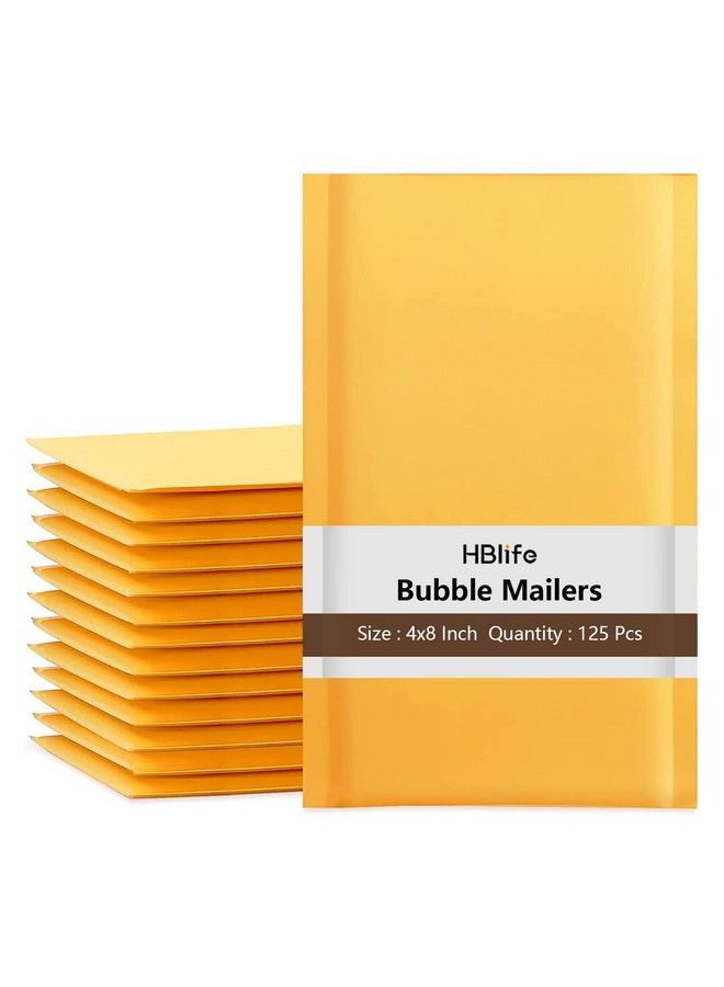 hblife 125Pcs Bubble Mailers 4X8 Inches Self Seal Kraft Poly Mailers Padded Envelopes Shipping Bags Packaging For Small Business - Image 1