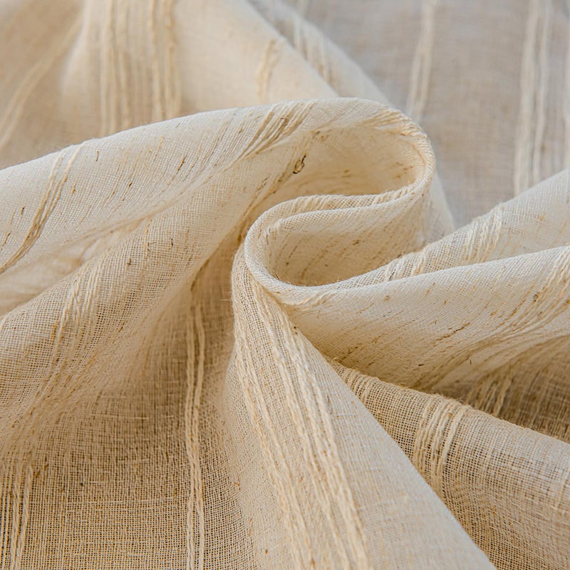 Deeprove Boho Textured Valance, Neutral Bohemian Farmhouse Chic Kitchen Closet Textured Burlap with Tassels, Bathroom Window Treatment Small Linen Stripe Curtain Wall Decor, 1 Panel 59" W x 18" L - Image 4