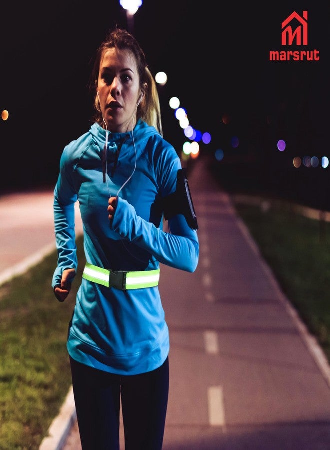 Marsrut 5 Pcs Reflective Belt or Sash, PT Belts Lights for Running At Night Safety Visibility Adjustable Lightweight Vest Waist Glow Straps for Cycling Walking Fit Women Men Kid (Black Blue Pink Green Orange) - Image 4