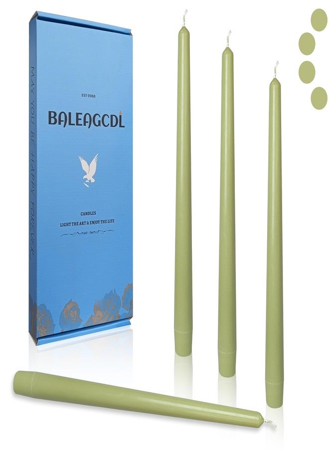 BALEAGCDL شموع مدببة بلون أخضر طحلبي، 10 بوصات، شموع غير معطرة، شموع يدوية الصنع بدون دخان، شمعدانات مدببة طويلة لتزيين المنزل وحفلات الزفاف والمناسبات، طقم من 4 قطع - Image 1