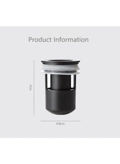 ماركة غير محددة Silicone Floor Drain Core, Anti Odor Floor Drain Plug, Sewer Drain Core, Bathroom Sink Drain with Filter Basket, Sewer Floor Drain Core for Bathroom Kitchen, Grey, Black, 7 * 4.8cm  - Image 2