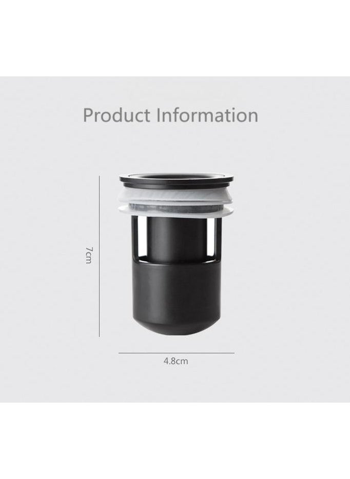 Generic Silicone Floor Drain Core, Anti Odor Floor Drain Plug, Sewer Drain Core, Bathroom Sink Drain with Filter Basket, Sewer Floor Drain Core for Bathroom Kitchen, Grey, Black, 7 * 4.8cm  - Image 2