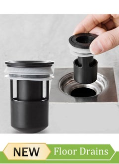 ماركة غير محددة Silicone Floor Drain Core, Anti Odor Floor Drain Plug, Sewer Drain Core, Bathroom Sink Drain with Filter Basket, Sewer Floor Drain Core for Bathroom Kitchen, Grey, Black, 7 * 4.8cm  - Image 1