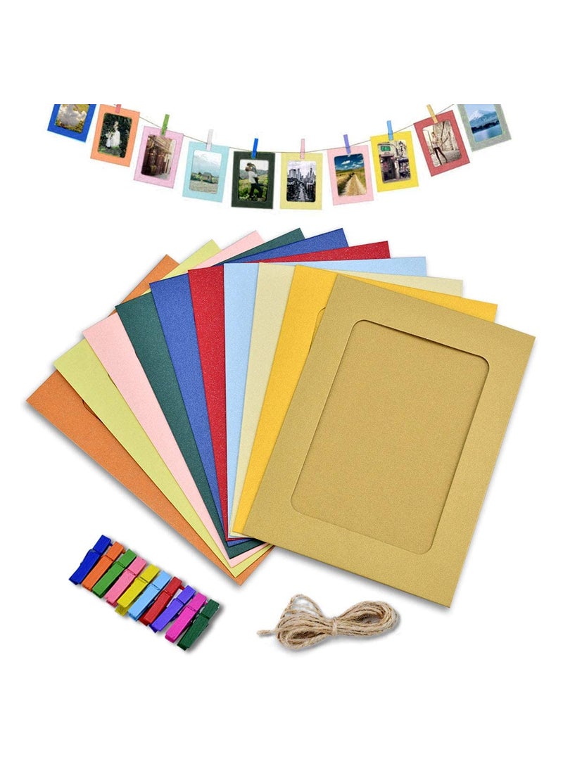 53 Arts 53ARTS 10Pcs Photo Frame PaperDIY Photo Frame Wooden Clip Paper Picture Holder for Wedding Baby Shower Birthday Party Photo Home Office Party DecorationWhite Photo Frame Wooden Paper Clip  - Image 5