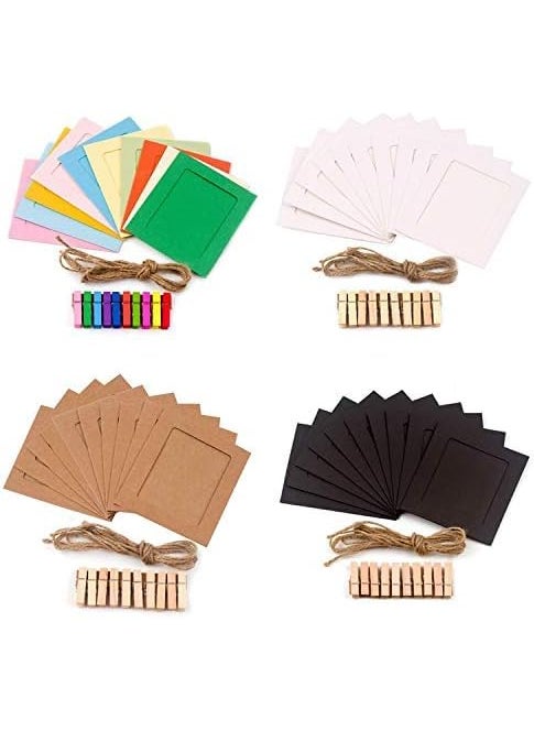 53 Arts 53ARTS 10Pcs Photo Frame PaperDIY Photo Frame Wooden Clip Paper Picture Holder for Wedding Baby Shower Birthday Party Photo Home Office Party DecorationWhite Photo Frame Wooden Paper Clip  - Image 4