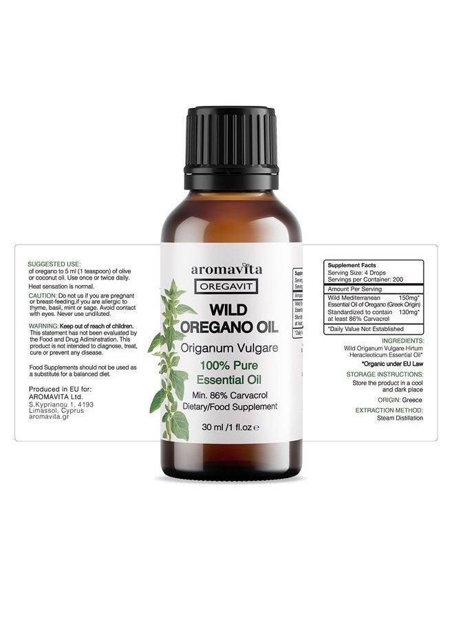 Aromavita - Oregavit Pure Wild Greek Essentials Oil,Certified Herbal Wild Mediterranean Oregano Oil,Immune Support Dietary Supplement (1 FL.OZ/30ML) - Image 1