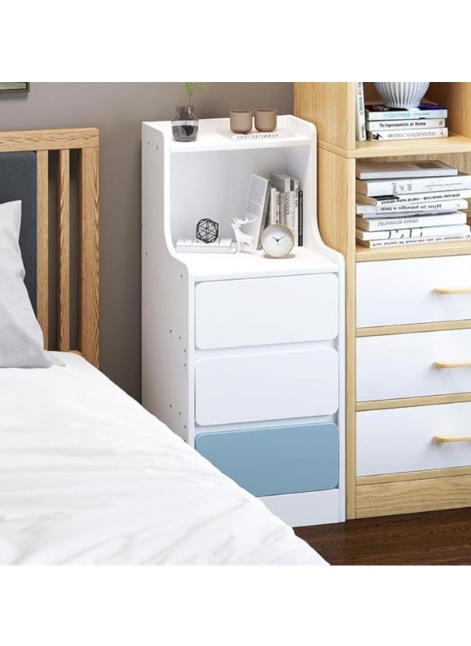 30cm Three Drawer Bedside Table, Shelf Simple Modern Small Ultra-Narrow Simple Bedside Mini Storage Cabinet Rental Room with Storage Cabinet