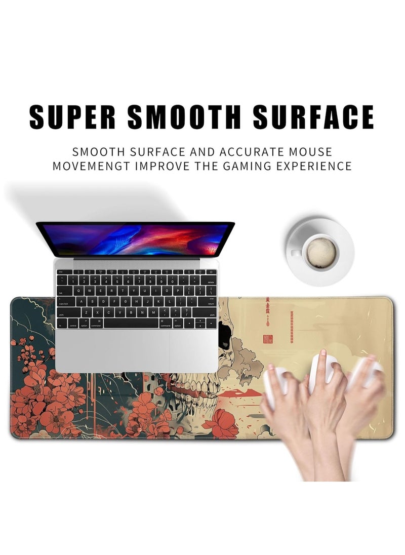 Generic - Japanese Skull and Ukiyo-e Art Gaming Mouse Pad – Anti Slip Base – Speed Edition | 70 X 30 cm - Image 1