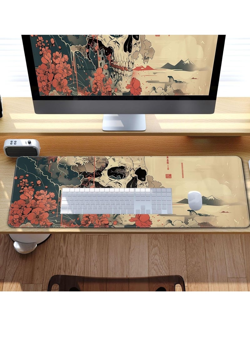 Generic - Japanese Skull and Ukiyo-e Art Gaming Mouse Pad – Anti Slip Base – Speed Edition | 70 X 30 cm - Image 1