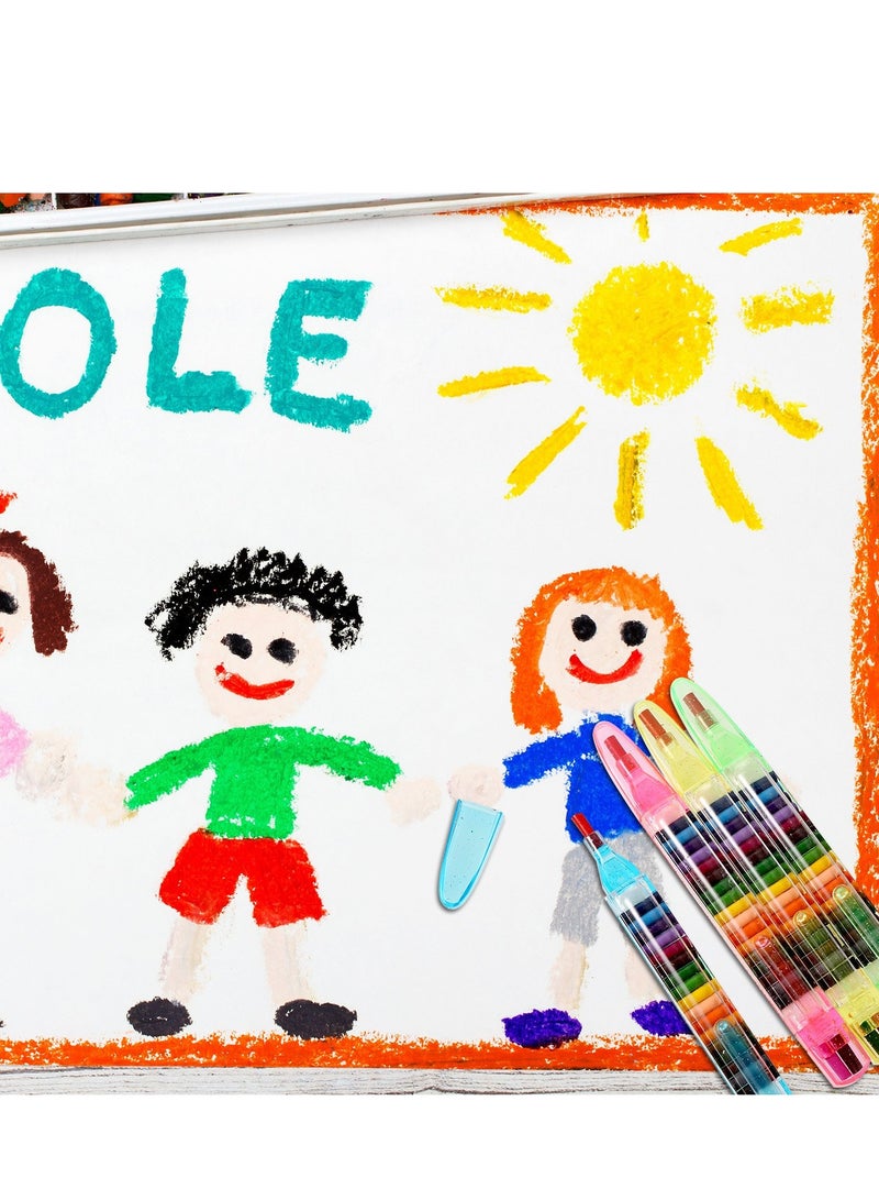 Excefore Rainbow Pencils, 20 Pcs Stackable Glitter Crayons for Kids Stacking DIY Crayons, 20 Color Buildable Crayons Party Favors for Office School Art Class Supplies (4 Shell Colors) - Image 3