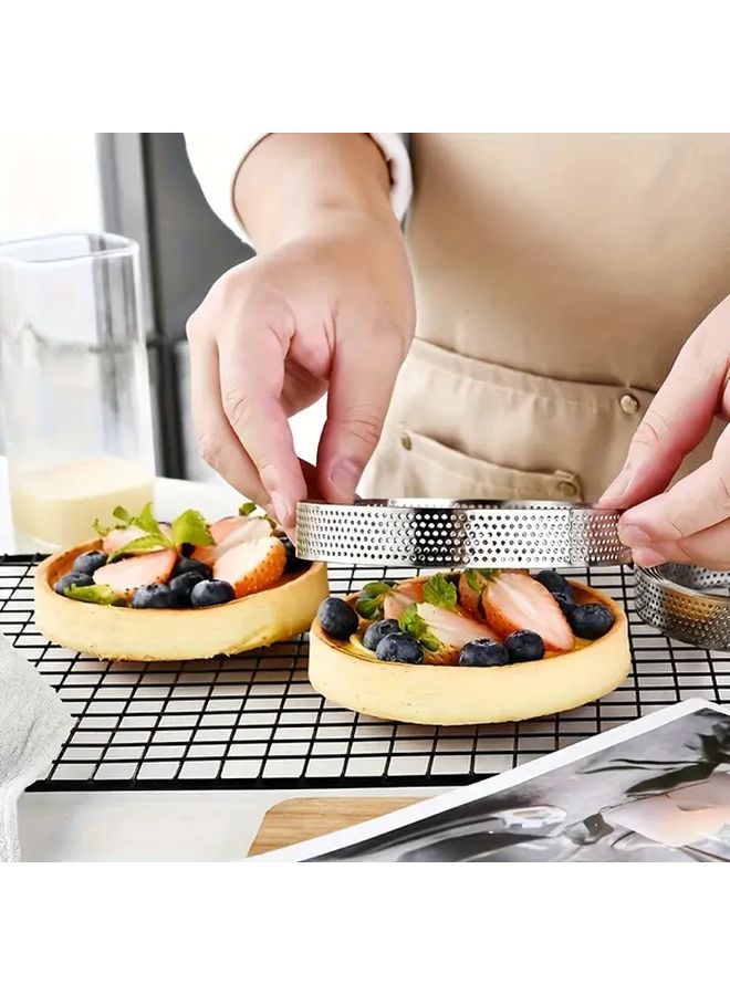 Stainless Steel Tower Ring Set Medium 10pcs Non-Stick Round Cake Mousse Mold - Image 1