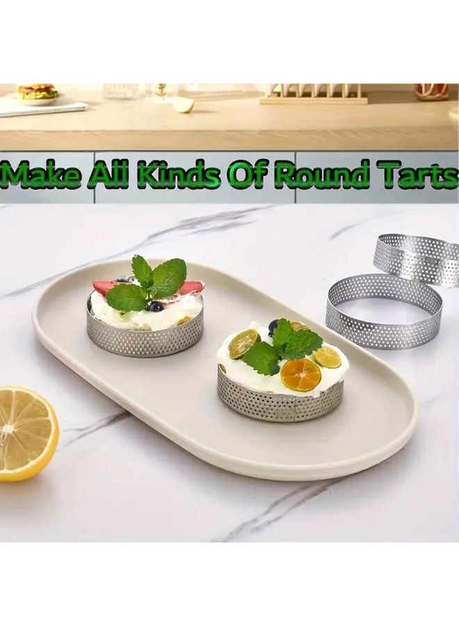 Stainless Steel Tower Ring Set Medium 10pcs Non-Stick Round Cake Mousse Mold - Image 3