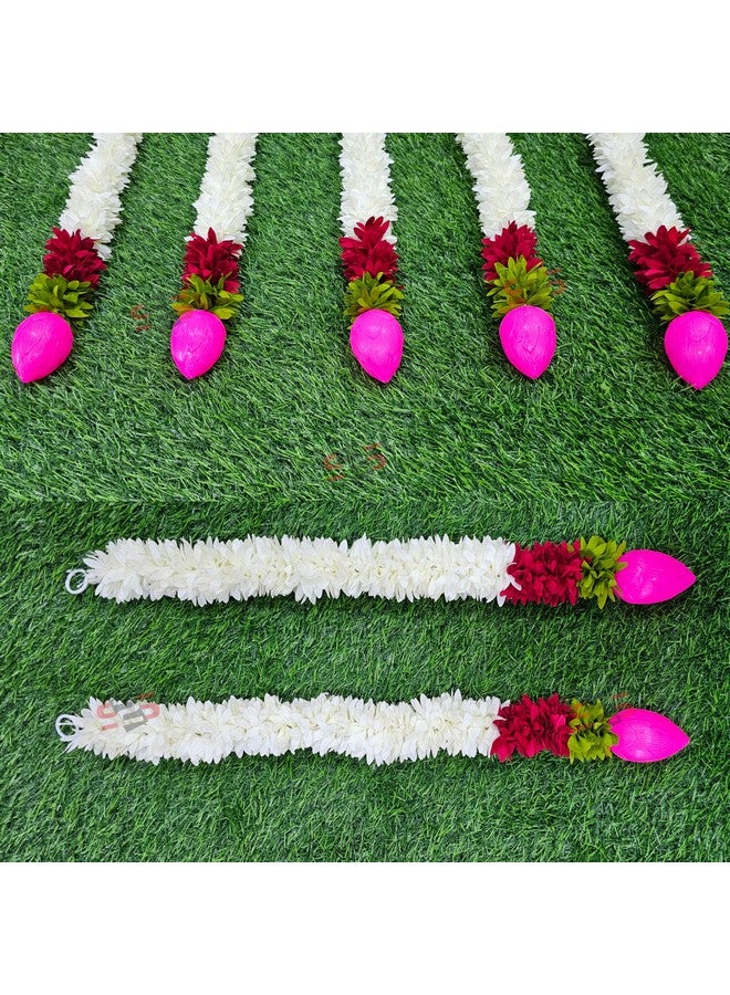 S2S Artificial Fabric White Gajra Jasmine Flower Strings Wedding Decorations,Event Decor. Perfect for Diwali,Ganpati & Pooja/Temple/Mandir Decoration (Pack of 5) (Each Ladi Size 24 in) - Image 5