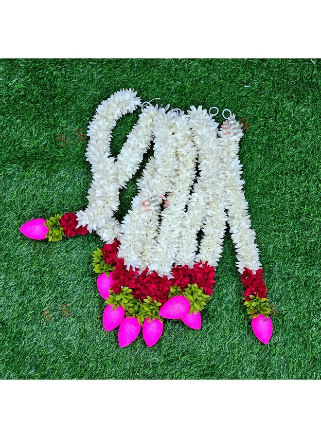 S2S Artificial Fabric White Gajra Jasmine Flower Strings Wedding Decorations,Event Decor. Perfect for Diwali,Ganpati & Pooja/Temple/Mandir Decoration (Pack of 5) (Each Ladi Size 24 in) - Image 4