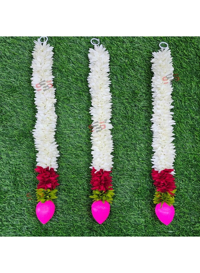 S2S Artificial Fabric White Gajra Jasmine Flower Strings Wedding Decorations,Event Decor. Perfect for Diwali,Ganpati & Pooja/Temple/Mandir Decoration (Pack of 5) (Each Ladi Size 24 in) - Image 3