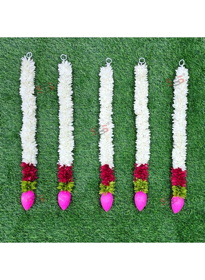 S2S Artificial Fabric White Gajra Jasmine Flower Strings Wedding Decorations,Event Decor. Perfect for Diwali,Ganpati & Pooja/Temple/Mandir Decoration (Pack of 5) (Each Ladi Size 24 in) - Image 1