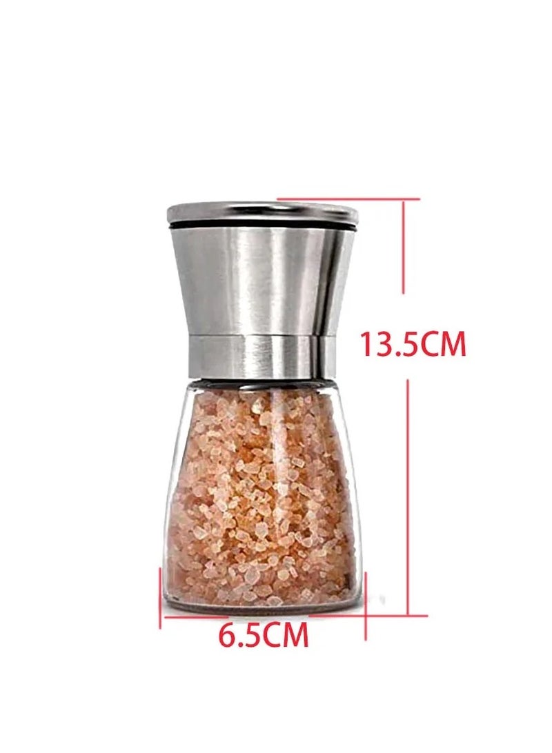 BLOOMING TIME Set of 2 Salt and Pepper Grinder, Adjustable Coarseness Salt and Pepper Mills with Premium Stainless Steel for Sea Salt, Black Peppercorn, Spices(180ml) - Image 2