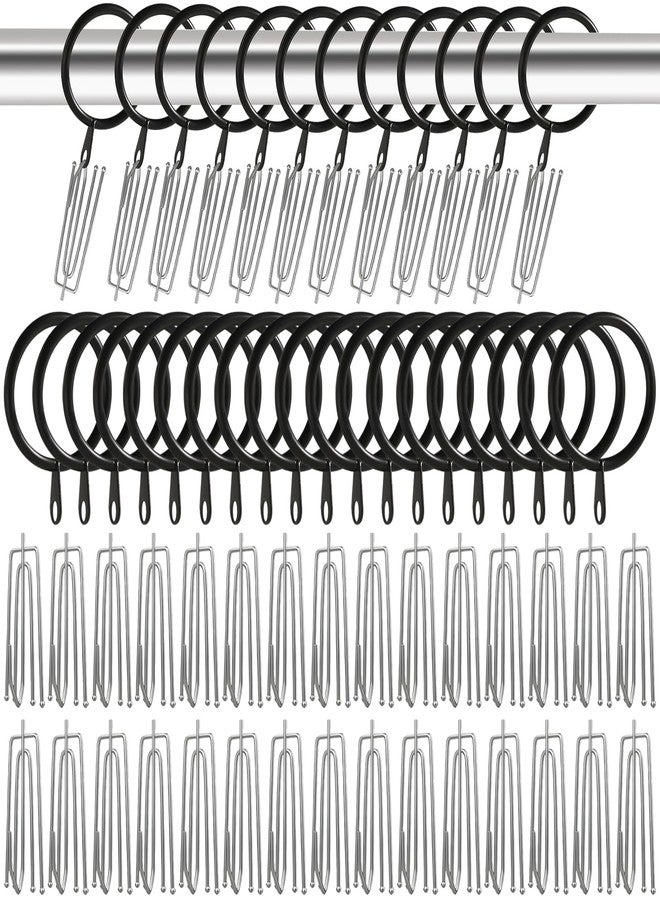 Yauhar Yuahar 120Pcs 1.35 Inch/ 30mm Metal Drapery Curtain Hanging Rings with Eyelets, 4 Prongs Pinch Pleat Hook with Pin-on Hooks Pins for Window Door Shower Bathroom Drapes - Image 1
