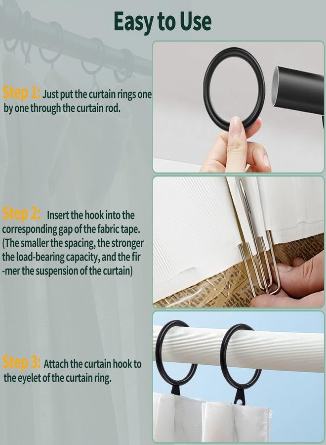 Yauhar Yuahar 120Pcs 1.35 Inch/ 30mm Metal Drapery Curtain Hanging Rings with Eyelets, 4 Prongs Pinch Pleat Hook with Pin-on Hooks Pins for Window Door Shower Bathroom Drapes - Image 4