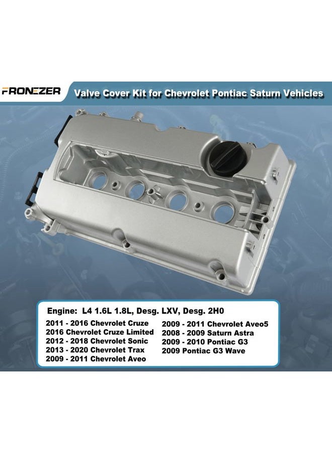 FRONEZER Aluminum Engine Valve Cover Kit with Gasket, Bolts, Oil Filler Cap Compatible with 2011-2016 Chevy Cruze, 2012-2018 Sonic, 2013-2020 Trax, 2009-2011 Aveo Aveo5 1.6L 1.8L Replace# 55558673 55564395 - Image 4