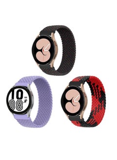 ALMNVO 3 pack Stretch Braided Solo Loop Nylon Bands Compatible for Samsung Galaxy Watch Band 4 40mm 44mm/4 classic 46mm 42mm/3 41mm/42mm/Active/Active 2,Soft Elastics Straps Wristband,,20mm-L  - Image 1