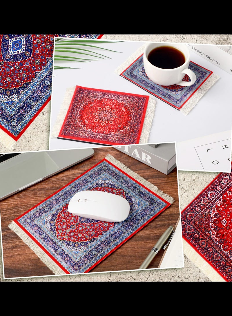 Aramu Vintage Mini Mouse Pad Coasters Oriental Mousepad Floral Style Funny Desk Mat Coasters Graduation Gift for Boho Doll House Rug with Anti Slip Rubber Base for Desk(Classic Style) - Image 3